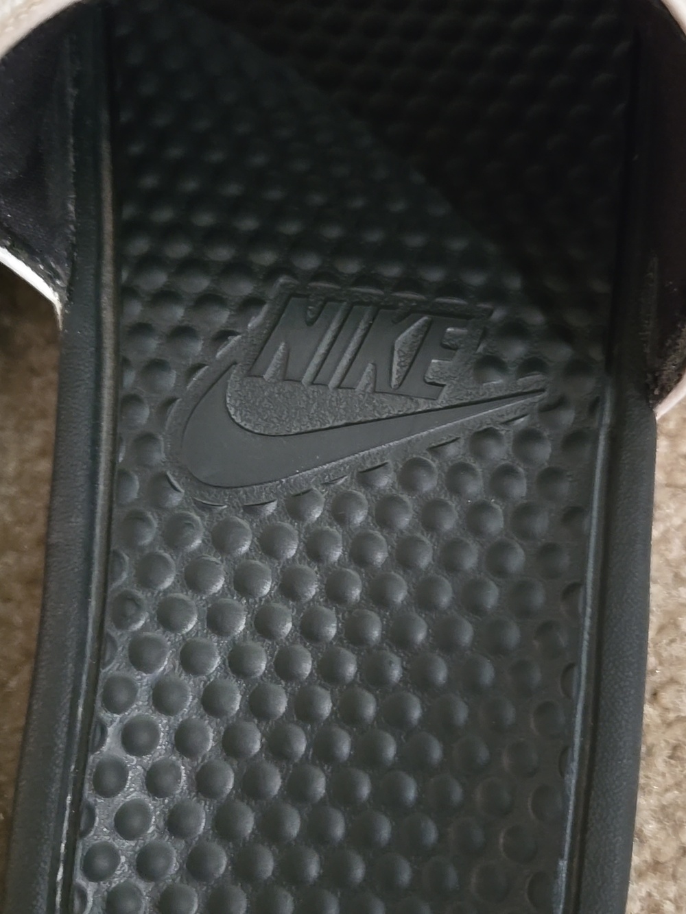 Nike Benassi Slides Shoes Men Size 12 Black White Comfort Sandals Slip On Swoosh - Picture 7 of 12